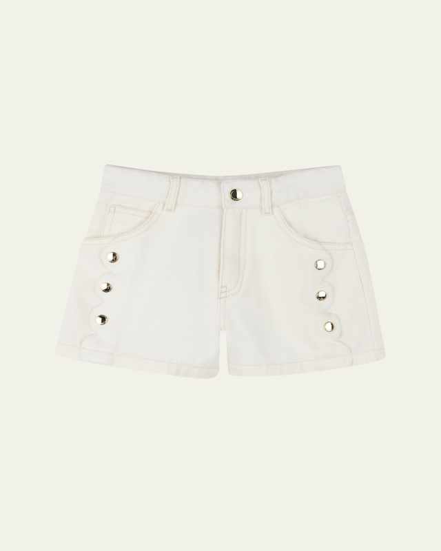 Girl's Denim Studded Shorts, Size 4-6